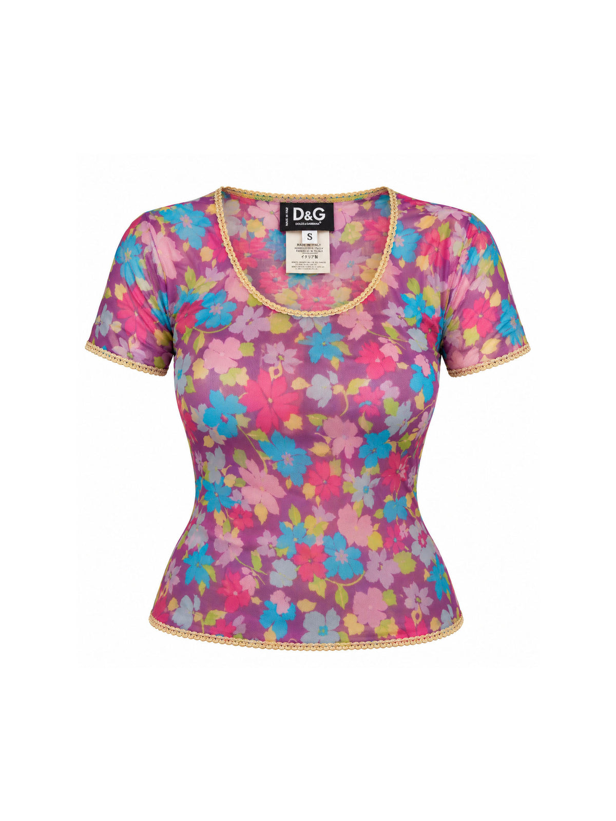 D&G 1990's Dolce Gabbana Sheer Floral Mesh Top