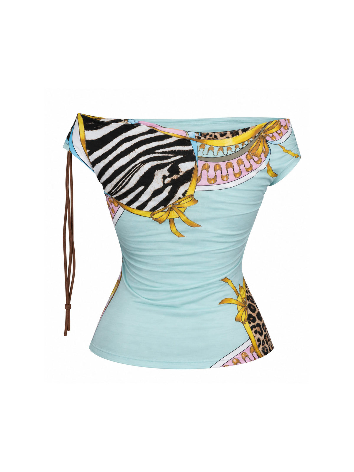 Roberto Cavalli SS2004 Light Blue Animal Print Top