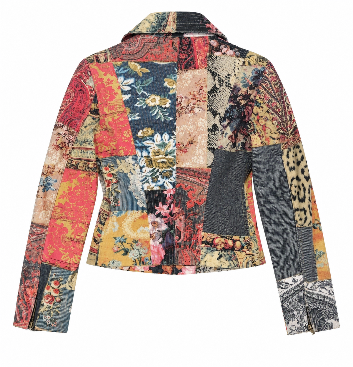 Roberto Cavalli Fall/Winter 2002 Patchwork Printed Biker Jacket