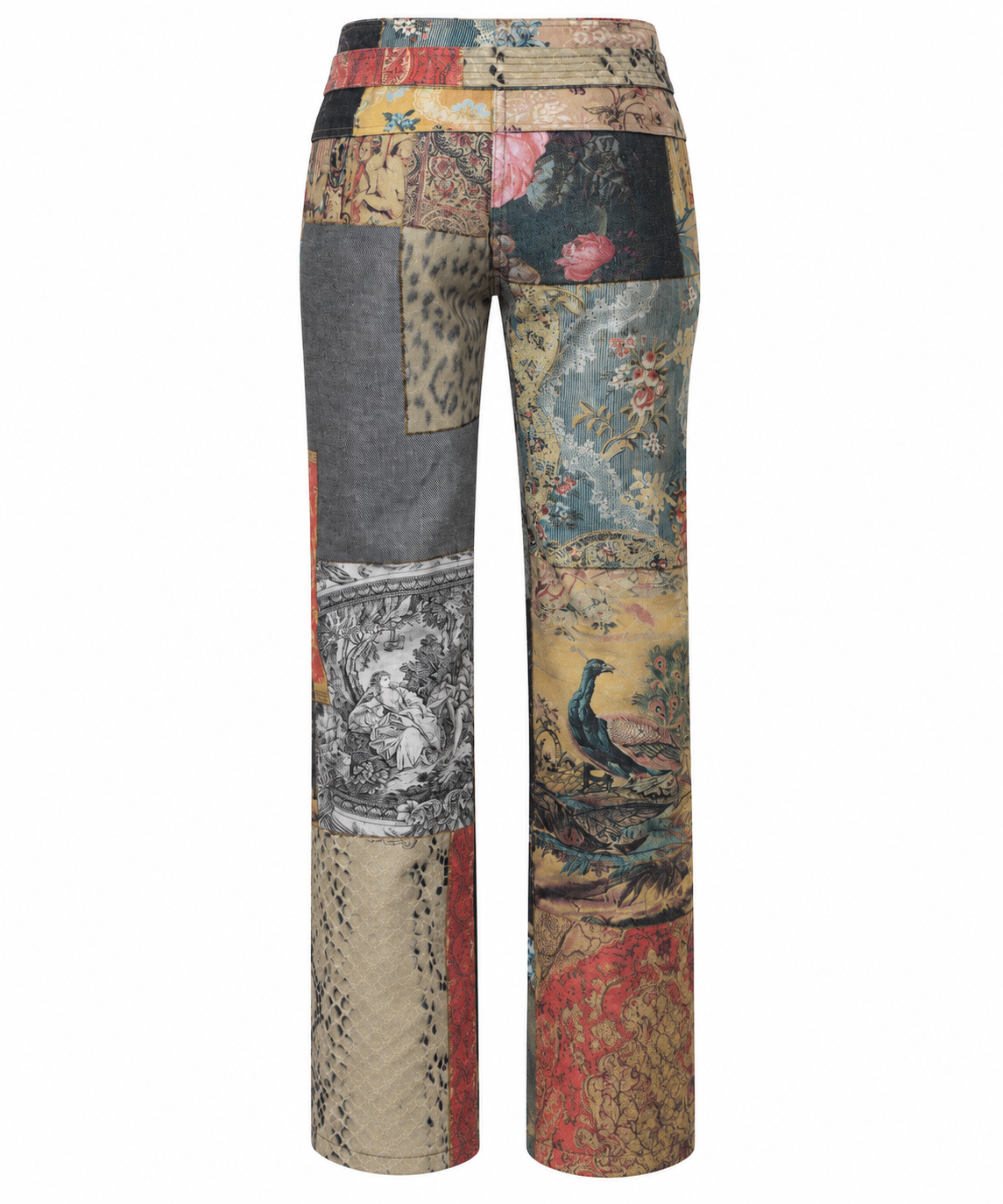 Roberto Cavalli Early 2000’s Multi Patchwork Print Mid Rise Jeans