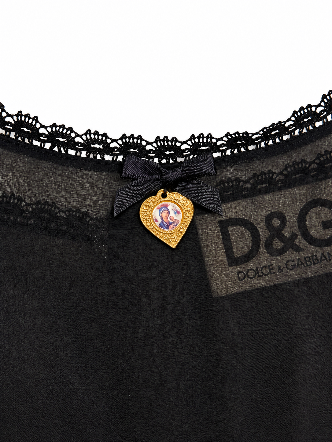 1990's D&G Dolce & Gabbana Slip Dress with Virgin Mary Charm