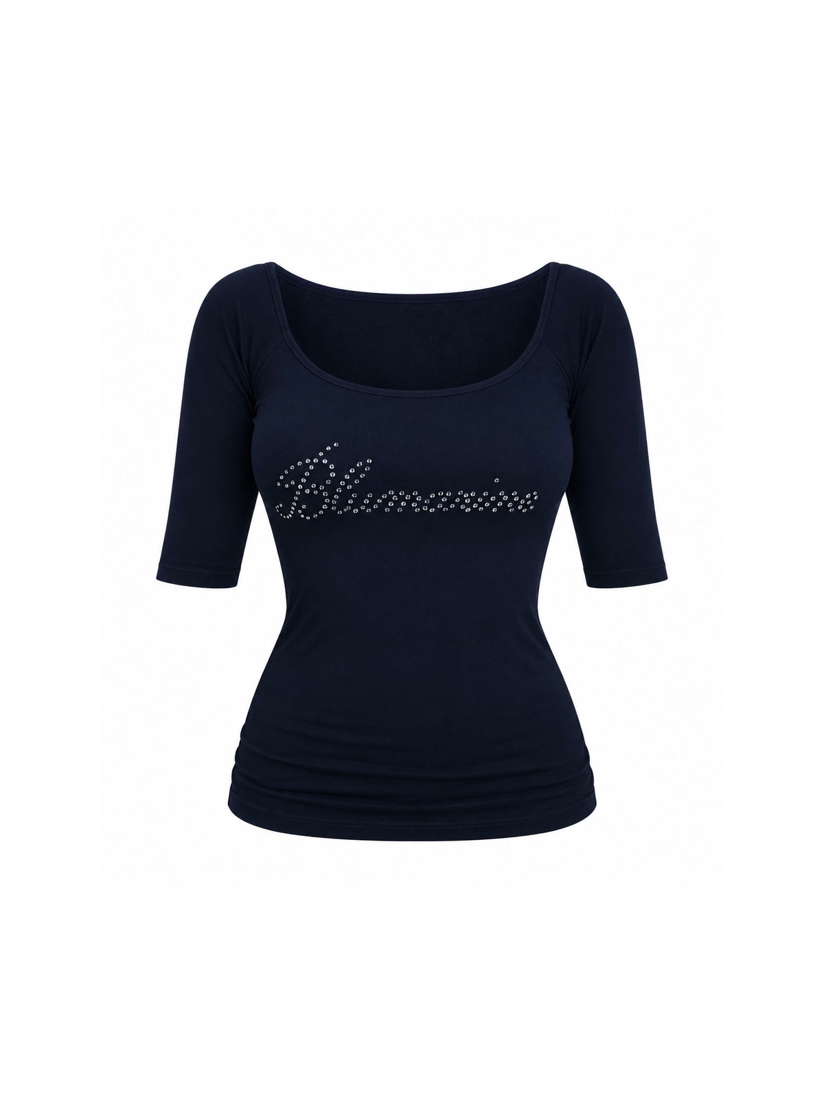 Blumarine 1990's Rhinestone 3/4 Sleeve Top