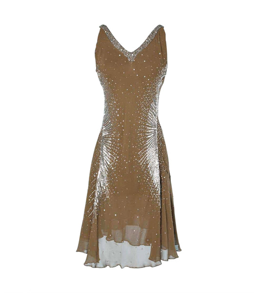 2000's Just Cavalli Dress in chiffon embroidered with pearls and sequins