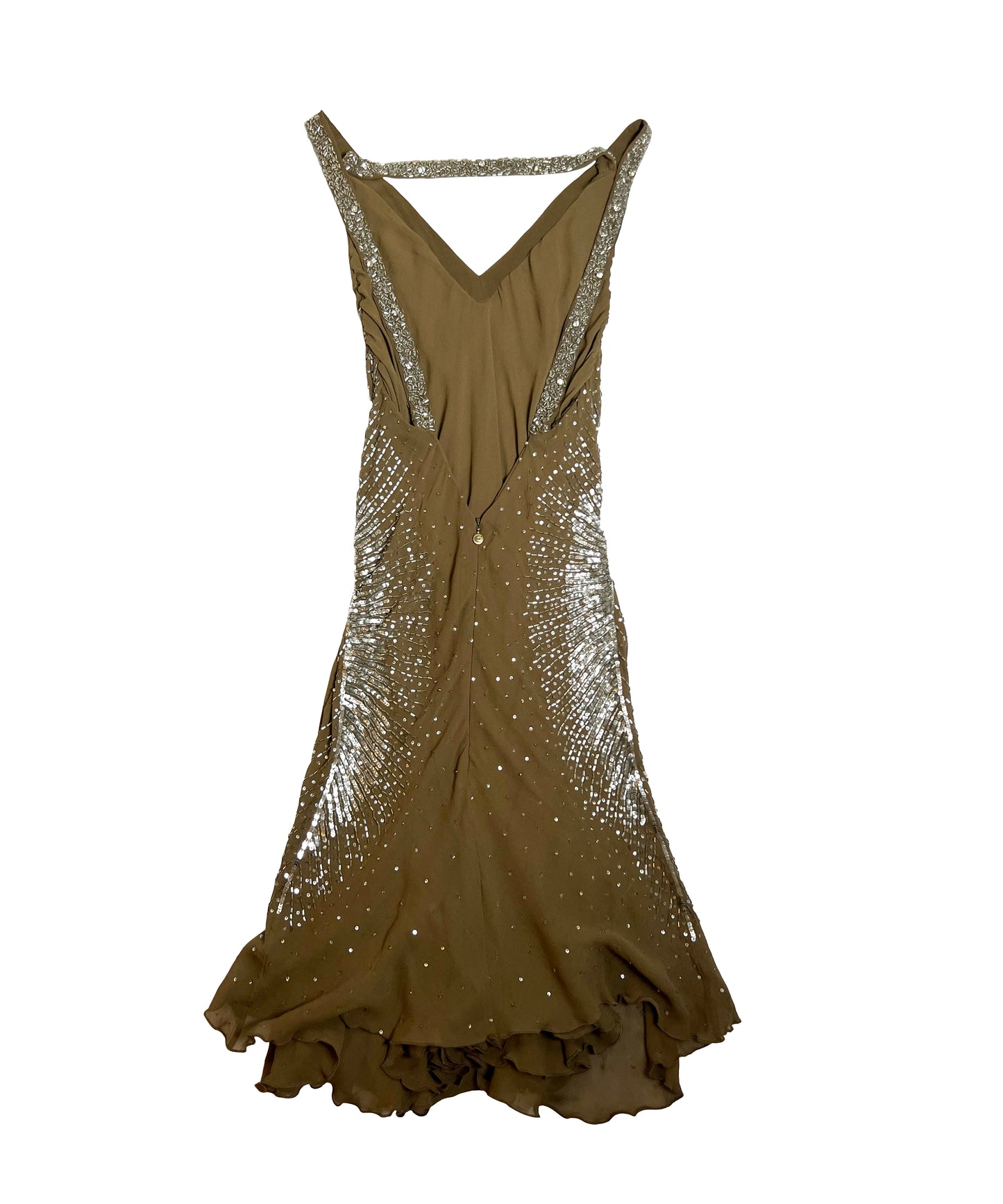 2000's Just Cavalli Dress in chiffon embroidered with pearls and sequins