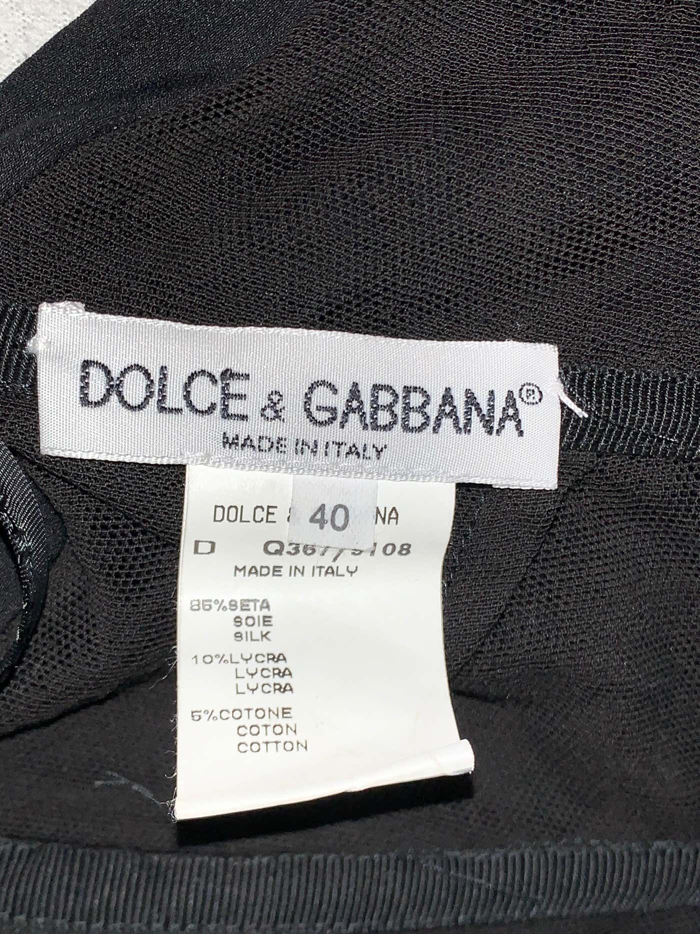 1990's Dolce & Gabbana Sheer Black Ruched Strapless Mini Dress