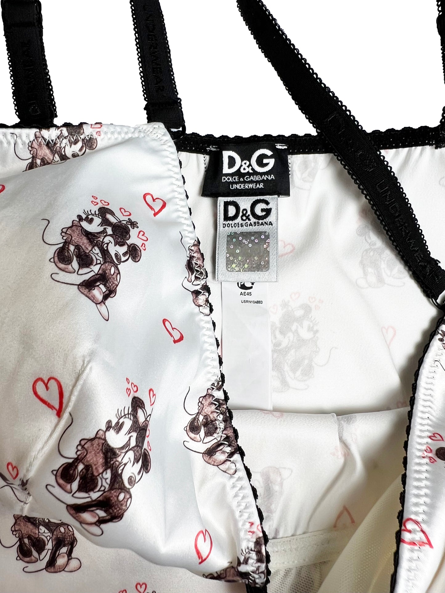 1990's D&G Dolce & Gabbana Mickey and Minnie Cami White