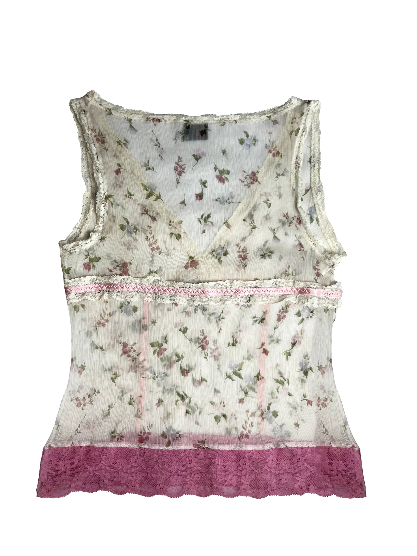 1990's D&G Dolce & Gabbana Sheer Floral Lace Tank Top