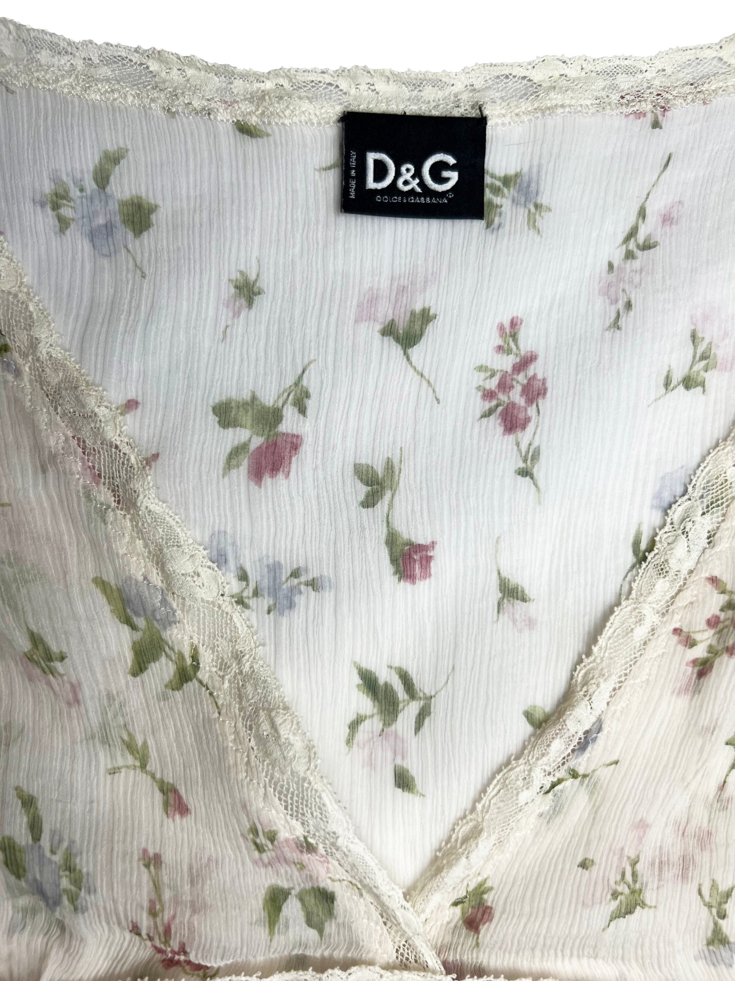 1990's D&G Dolce & Gabbana Sheer Floral Lace Tank Top