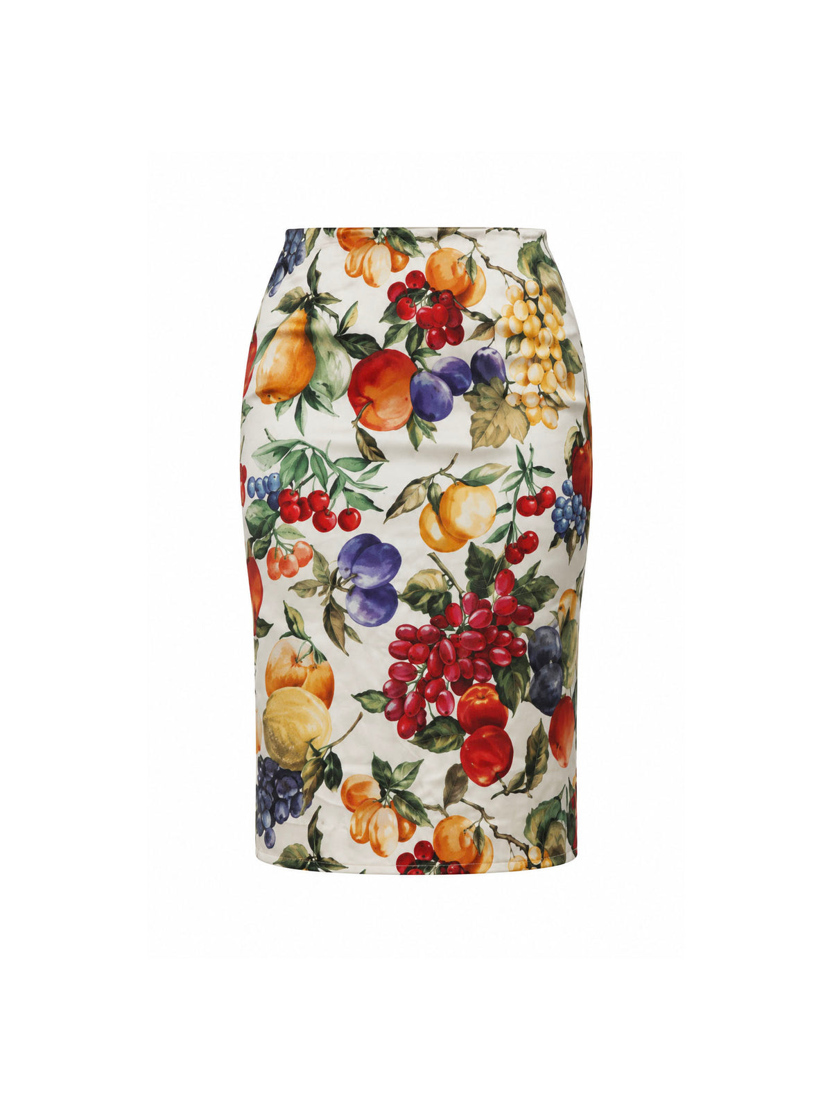 2000's Dolce & Gabbana Fruit Printed Fitted Silk Skirt