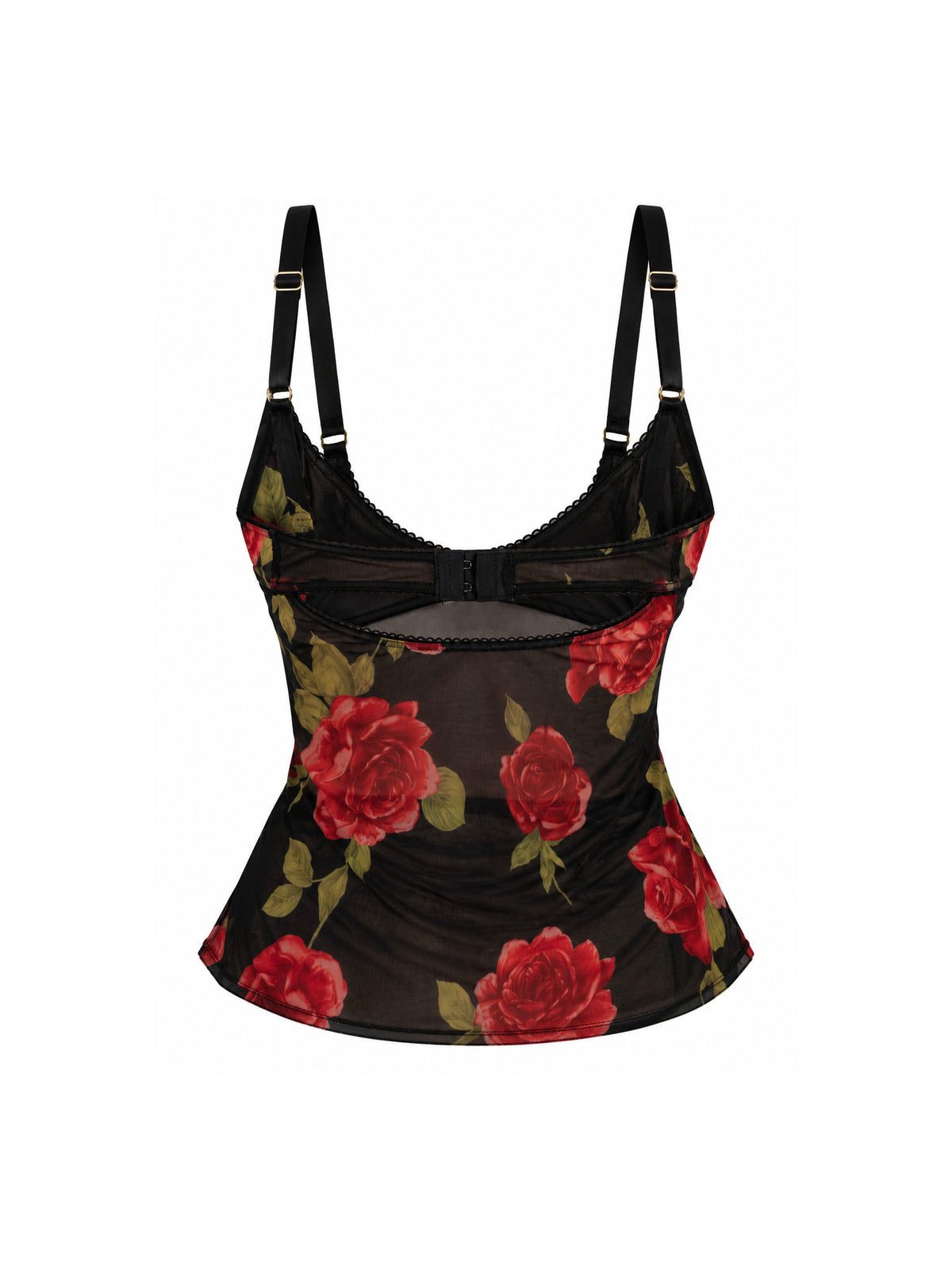 Dolce & Gabbana 2000's Roses Mesh Red and Black Tank