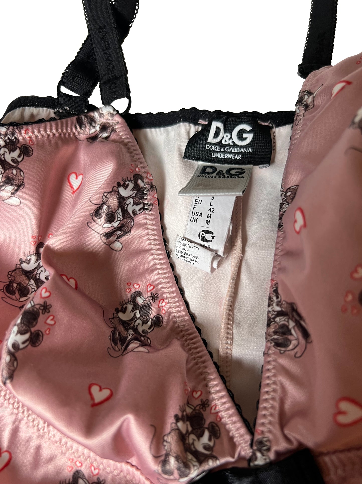 1990's D&G Dolce & Gabbana Mickey and Minnie Cami Pink