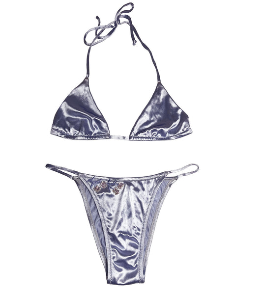 Blumarine Satin Silk Lilac Sequin Bikini