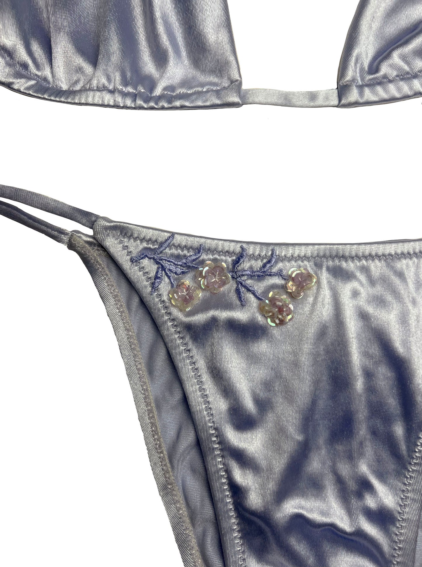 Blumarine Satin Silk Lilac Sequin Bikini