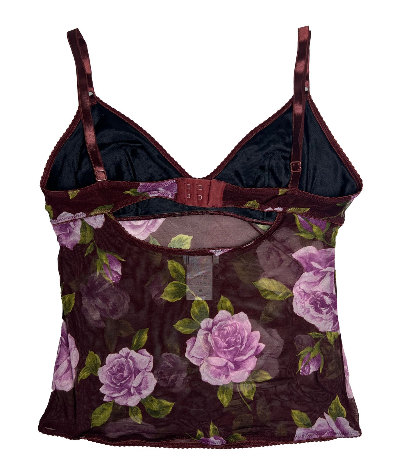 Dolce & Gabbana Sheer Burgundy and Lilac Roses Tank