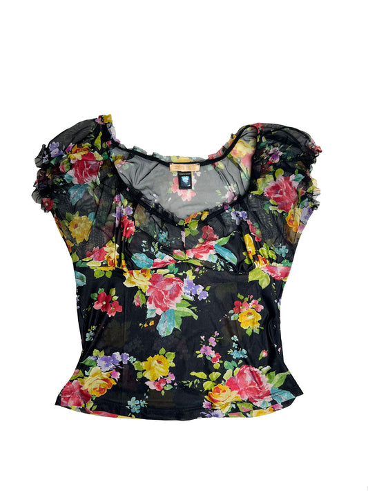 Roberto Cavalli Sheer Floral Top