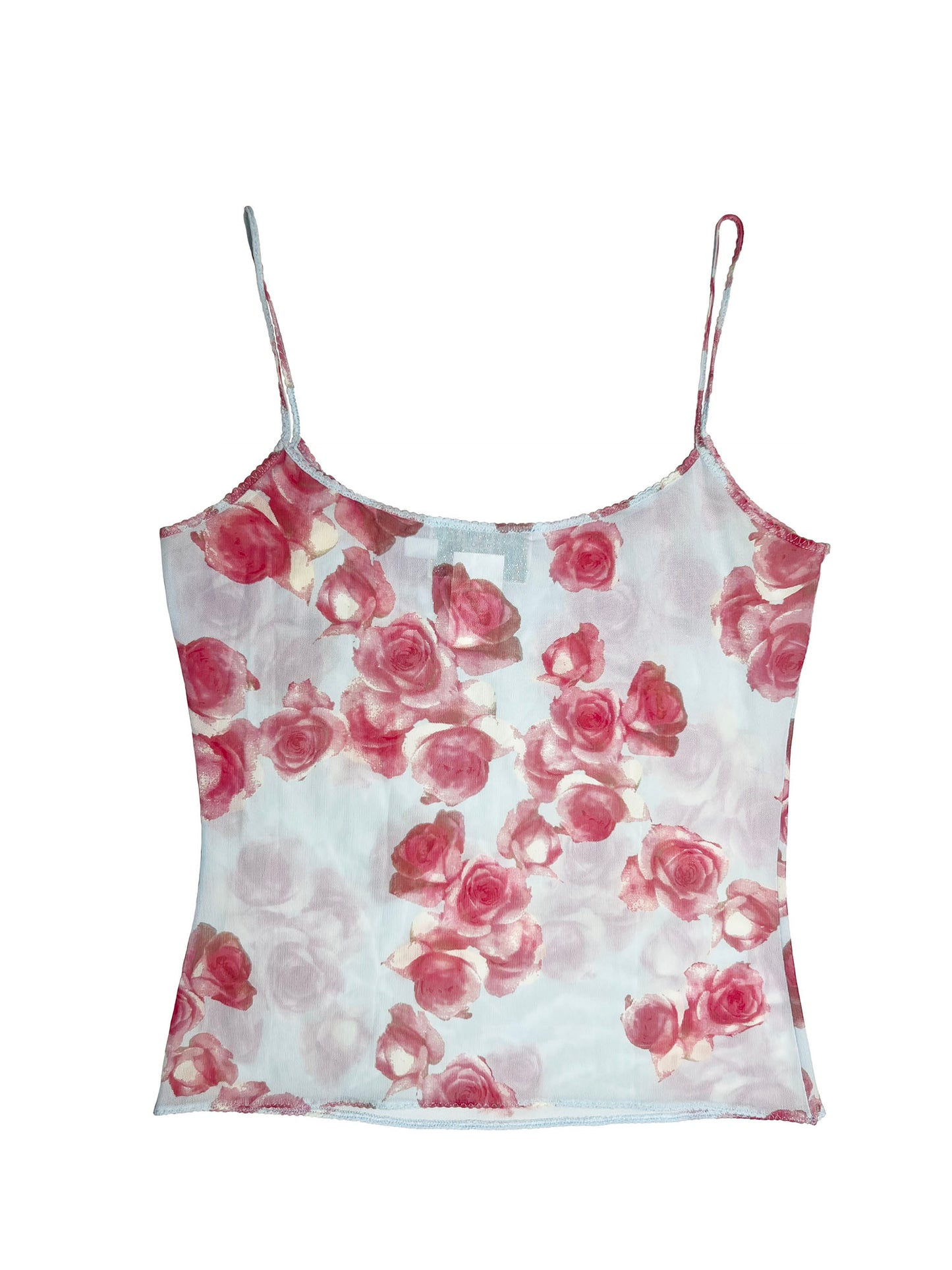 Blugirl Blumarine Sequin Roses Sheer Cami Tank