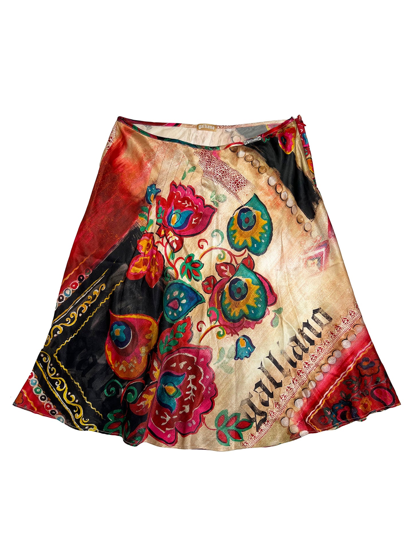 John Galliano Silk Paisley Print Skirt