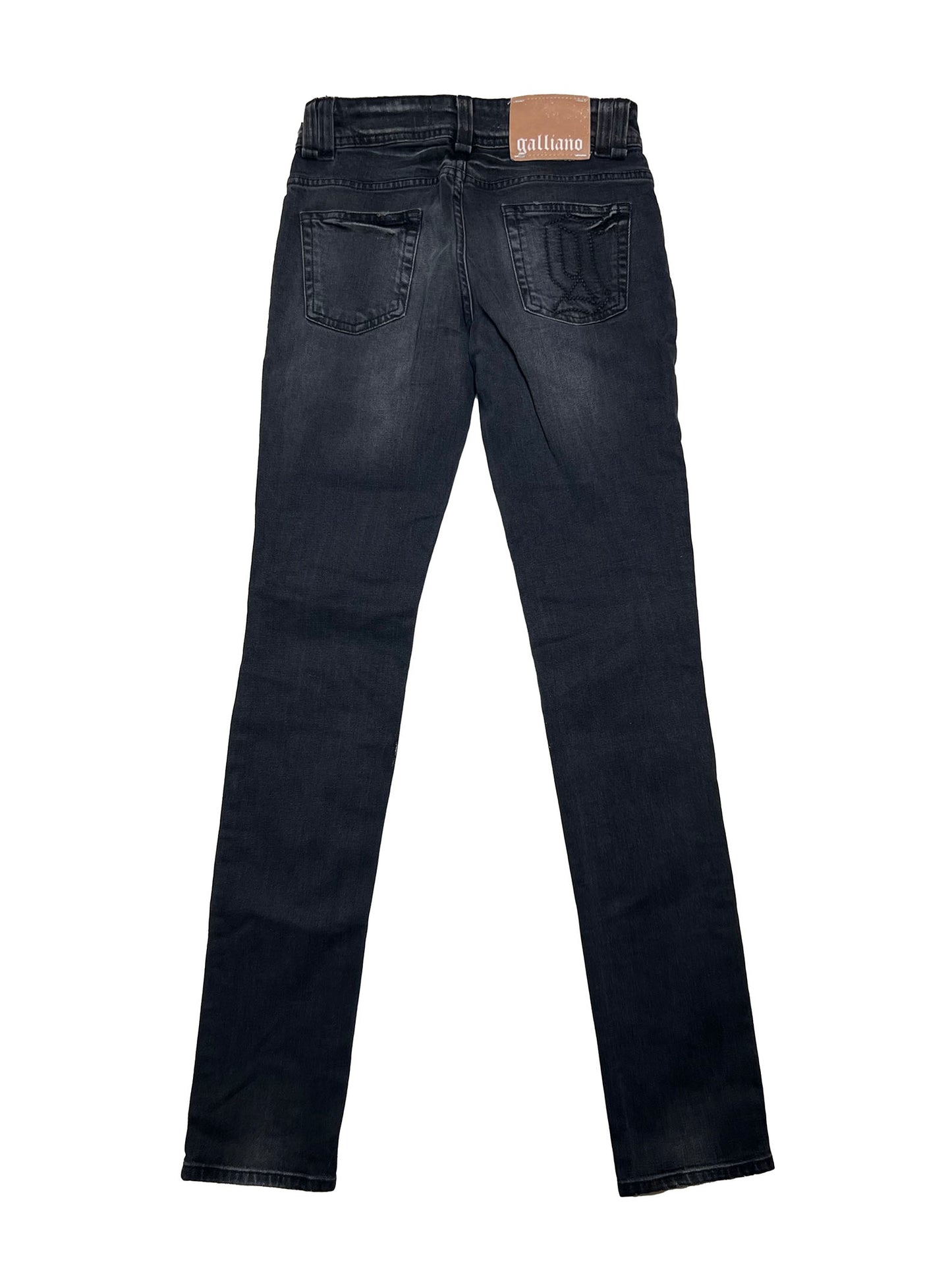 John Galliano Dark Grey Large Metal Logo Jeans