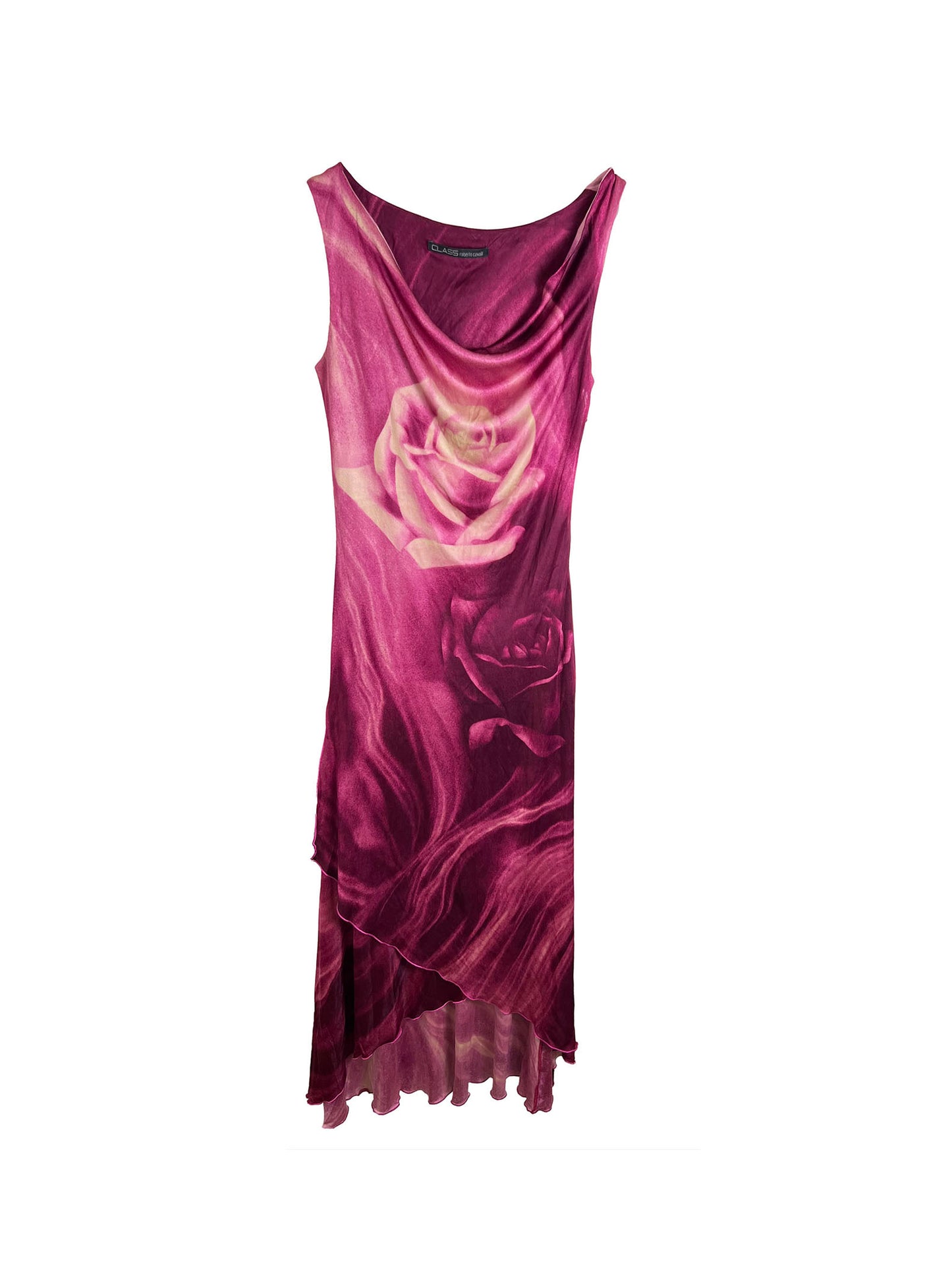 Roberto Cavalli Fuchsia Rose Satin Dress