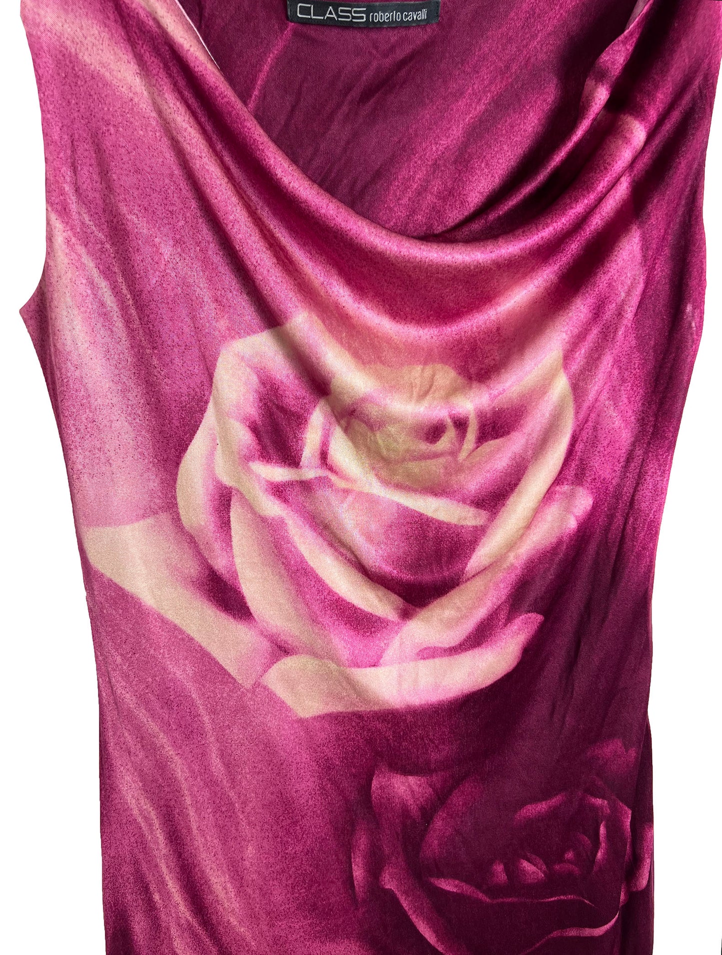 Roberto Cavalli Fuchsia Rose Satin Dress