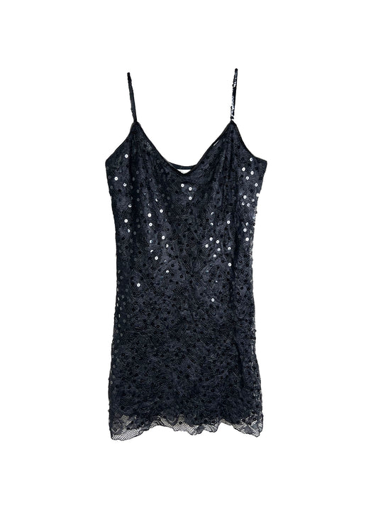 1979 Christian Dior Black Sequin Lace Mini Dress