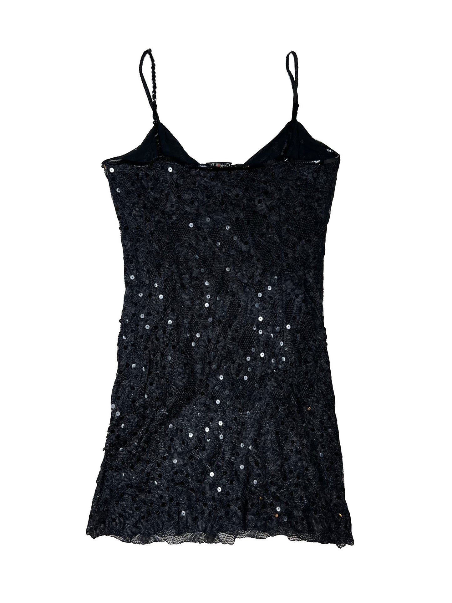 1979 Christian Dior Black Sequin Lace Mini Dress