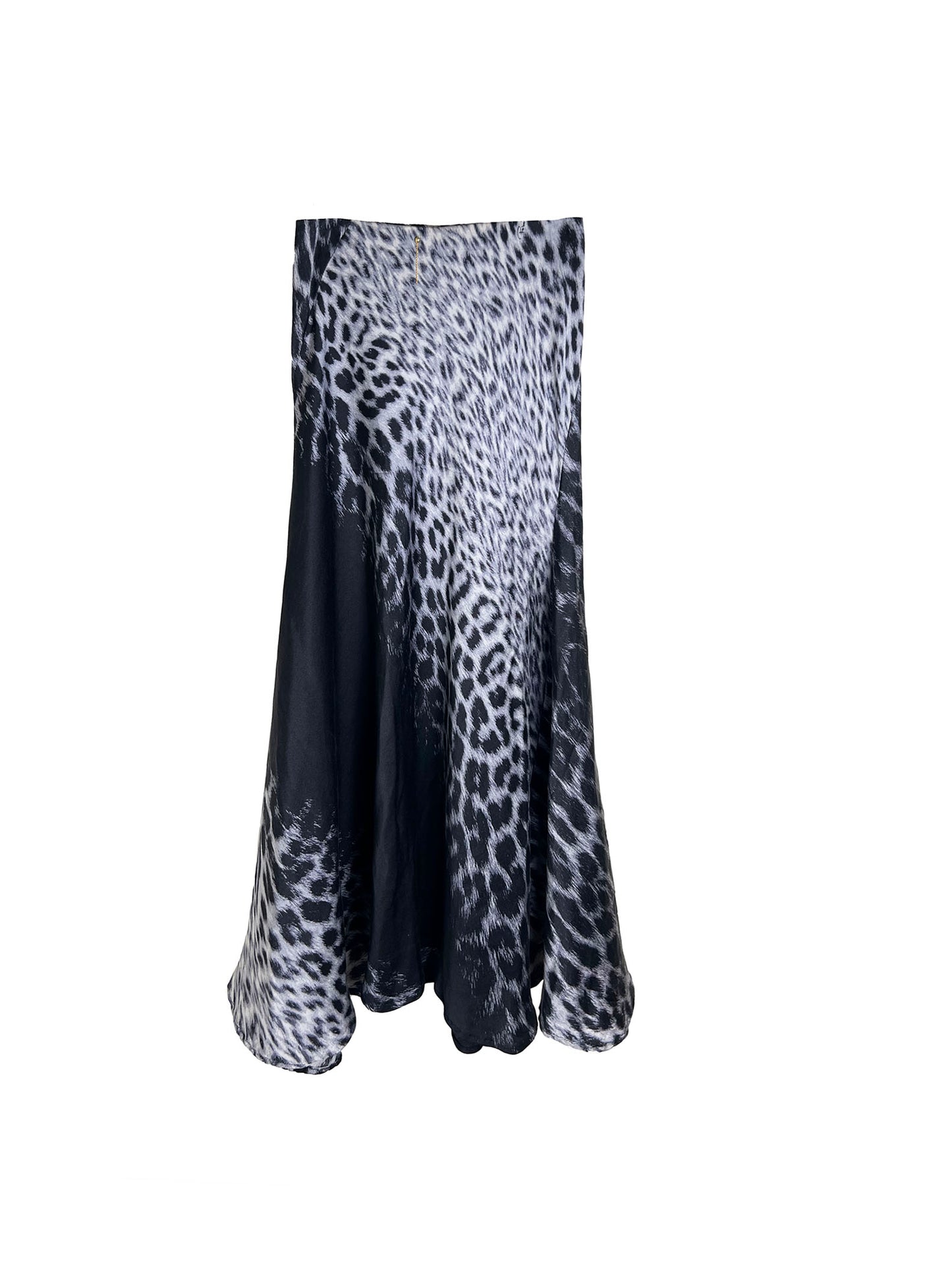 Roberto Cavalli Silk Leopard Grey and Black Skirt