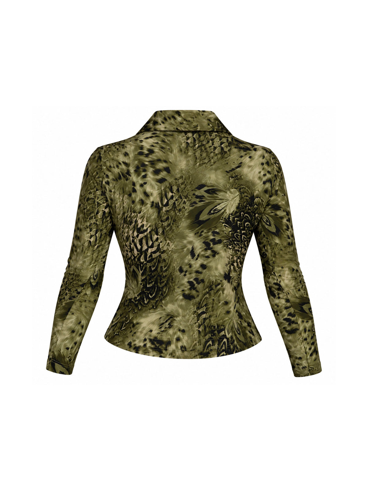 Just Cavalli Feather Animal Print Green Long Sleeve Top