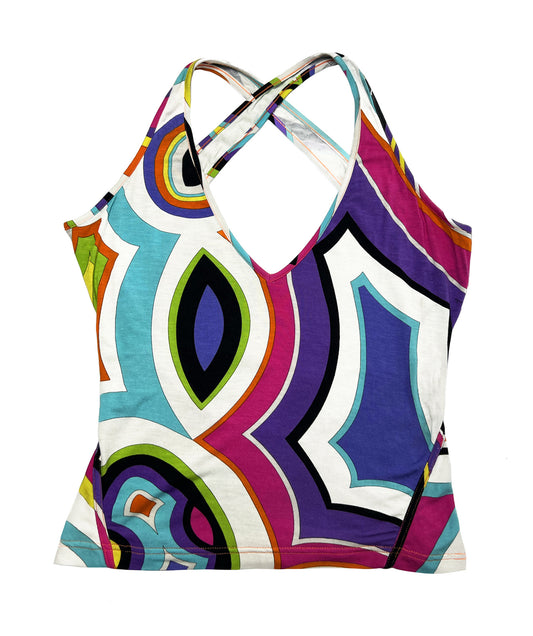 Emilio Pucci Printed Low Cut Neck Tank Top