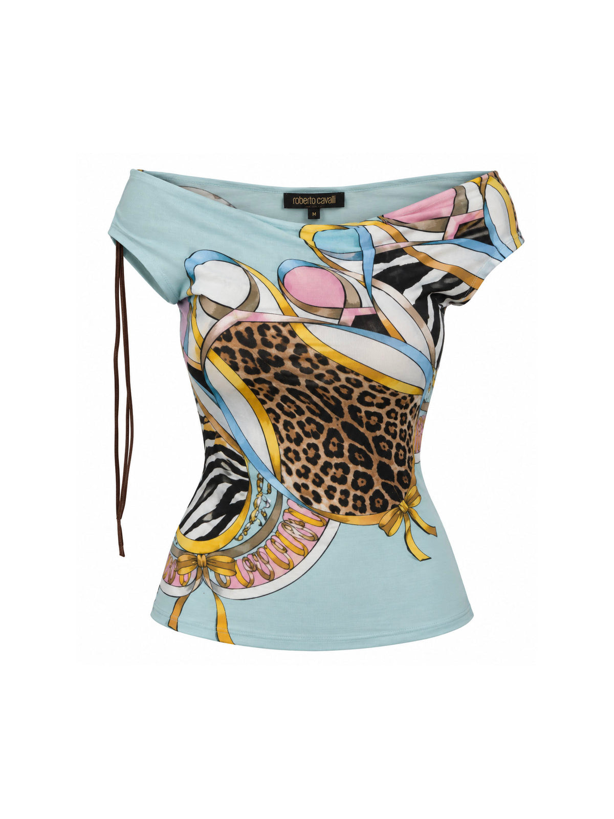 Roberto Cavalli SS2004 Light Blue Animal Print Top