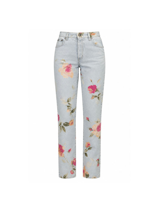 Roberto Cavalli 1990's Pastel Floral Stretch Jeans