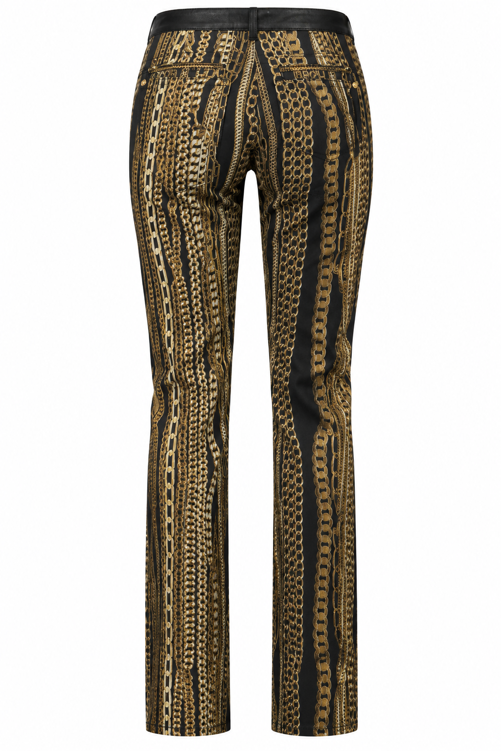 Roberto Cavalli 2003 Leather & Gold Chain Print Pants