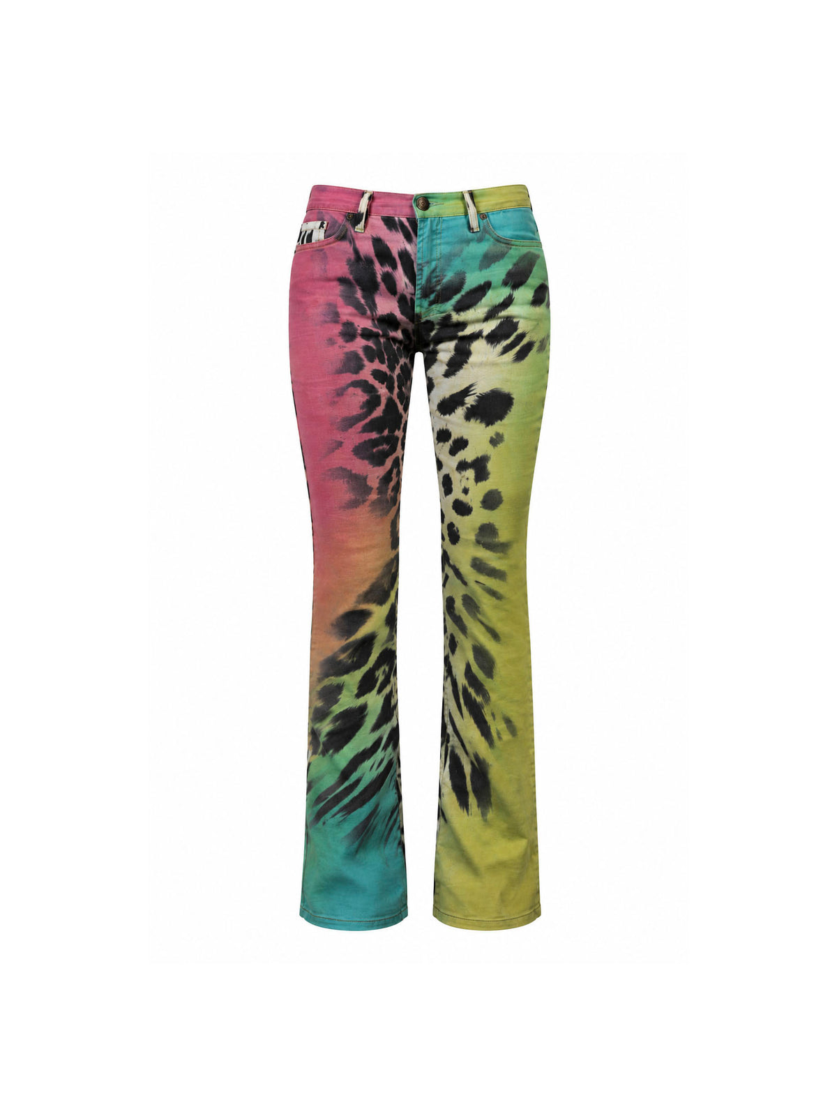 Robert Cavalli Just Cavalli Pastel Rainbow Leopard Pants Jeans
