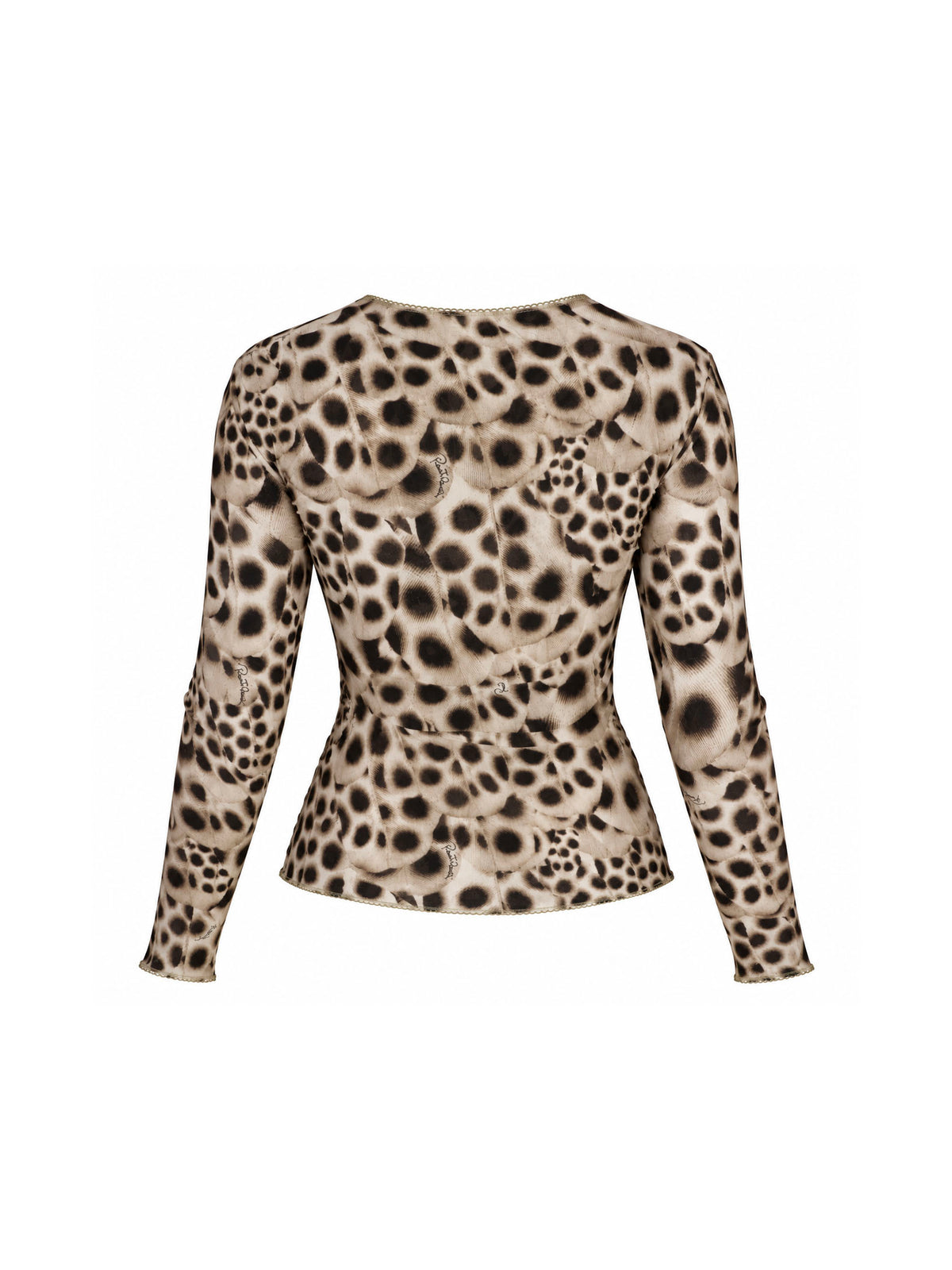 Roberto Cavalli 2000's Long Sleeve Dotted Feather Middle Gold Clasp