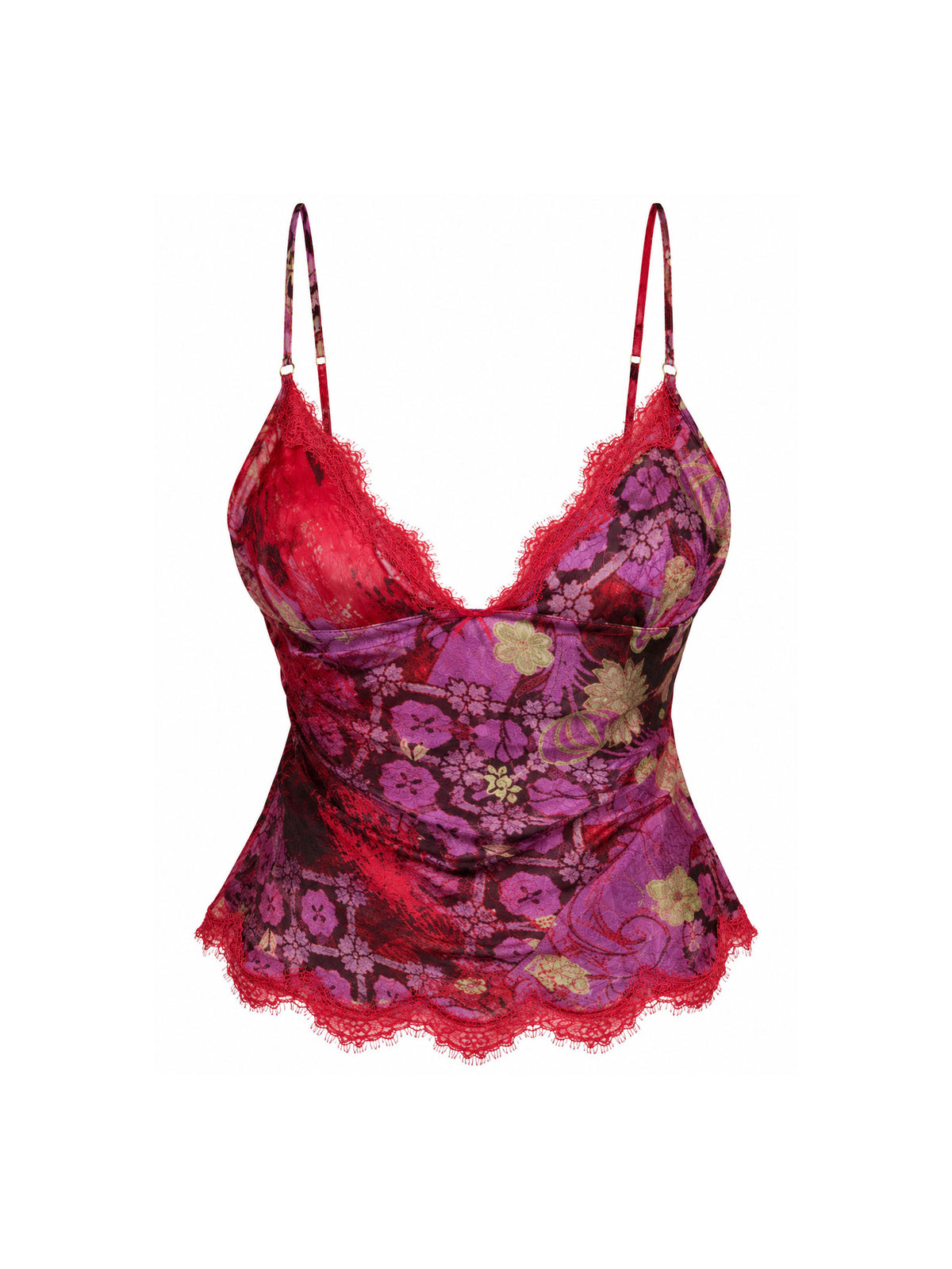 Roberto Cavalli 2000's Silk Lace Fuchsia Pink Paisley Tank