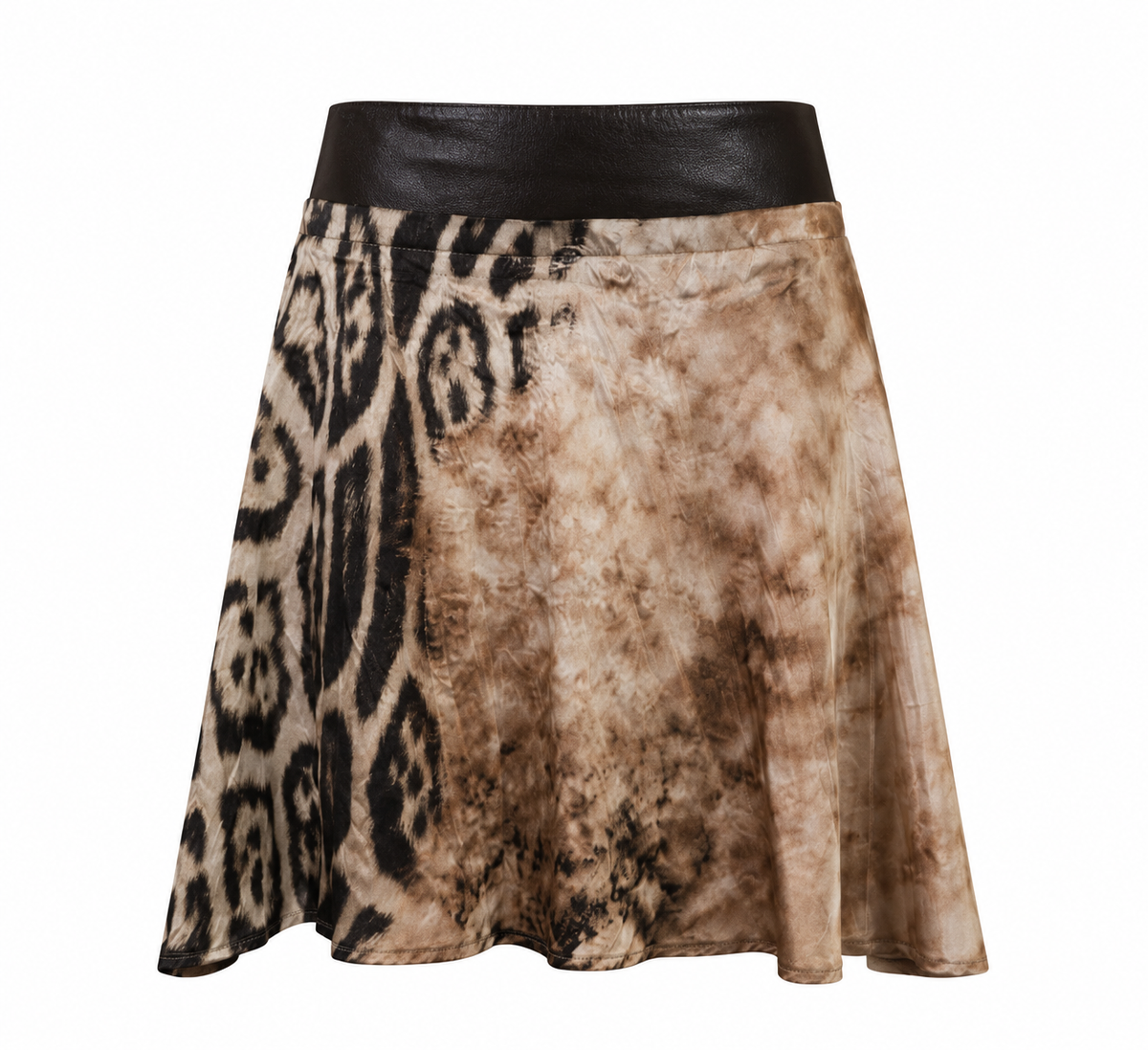 Roberto Cavalli Silk and Leather Animal Print Skirt SS 2002