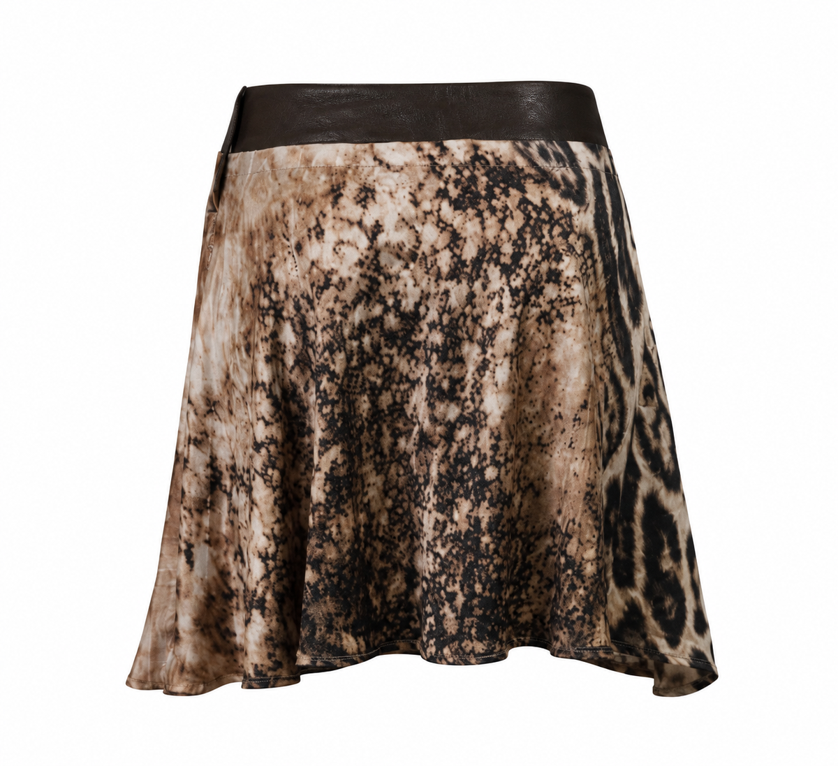 Roberto Cavalli Silk and Leather Animal Print Skirt SS 2002