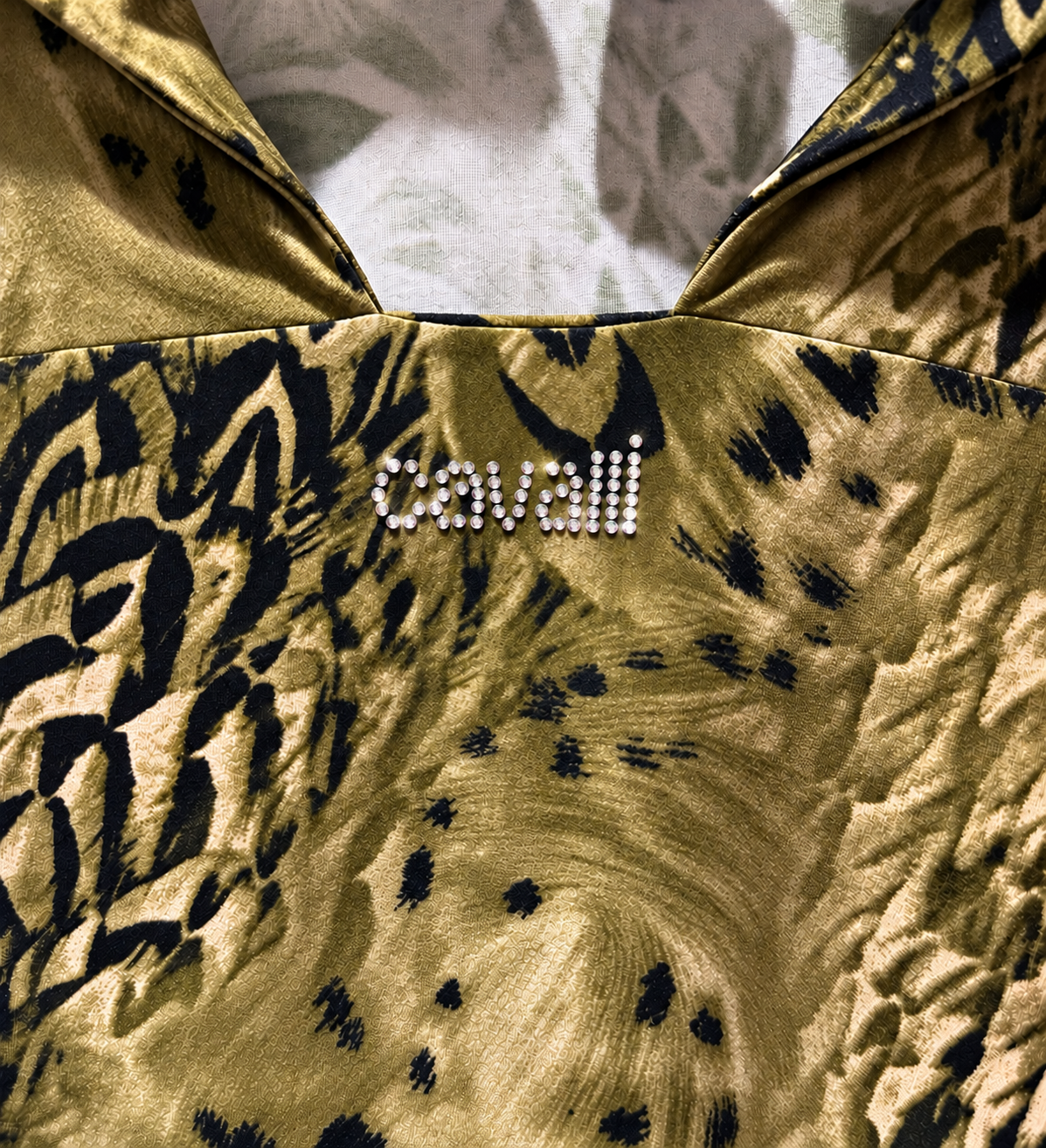 Just Cavalli Feather Animal Print Green Long Sleeve Top