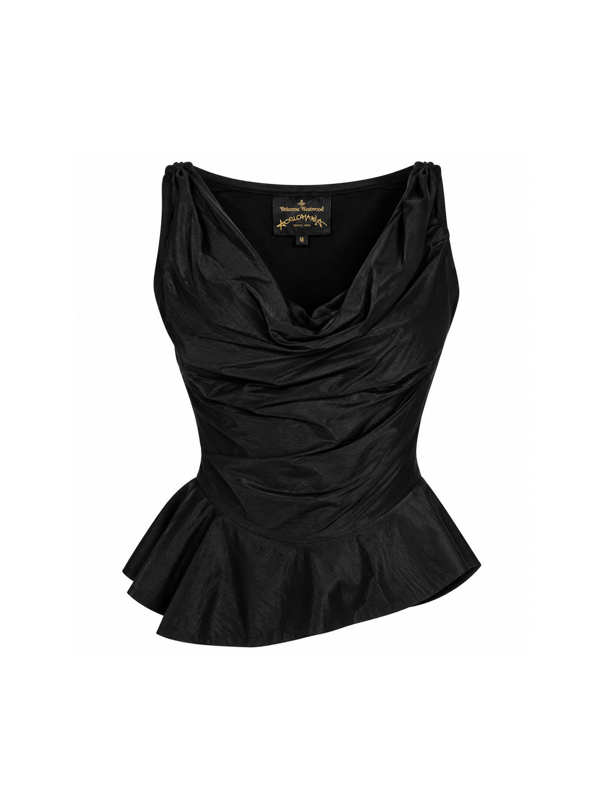Vivienne Westwood Anglomania Asymmetrical Corset Cowl Neck Top Black