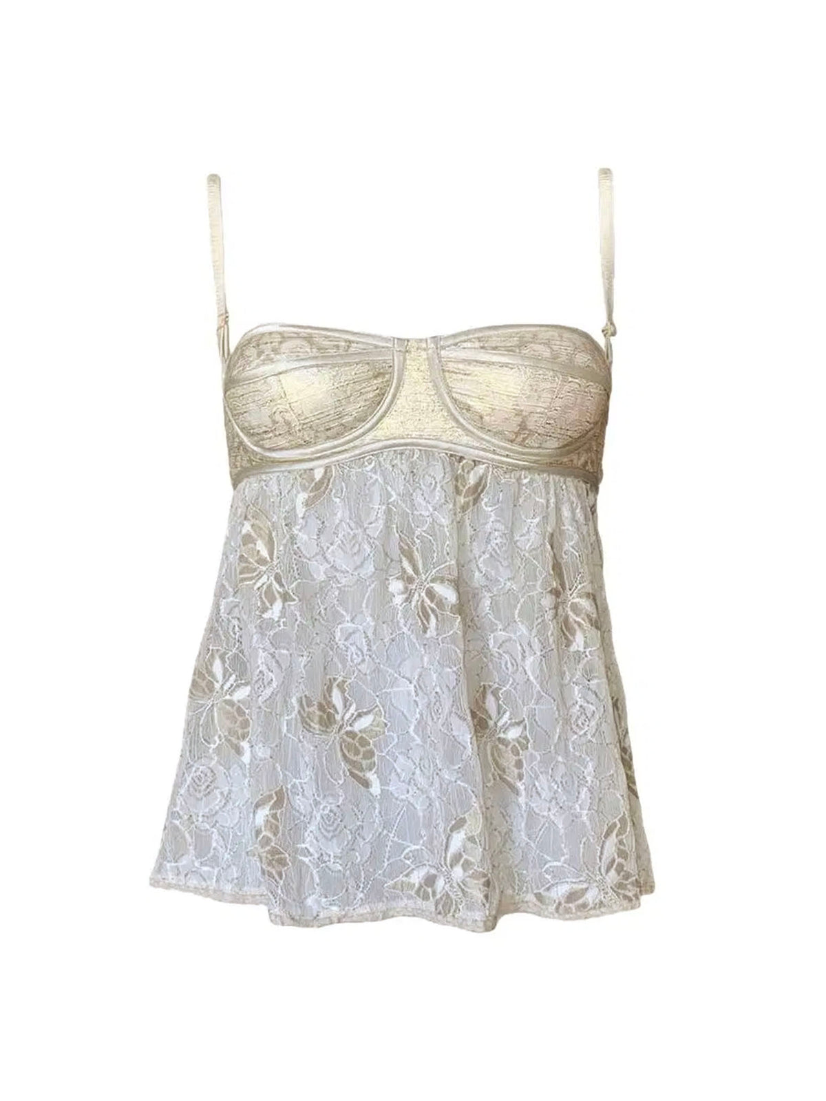 D&G 1990's Dolce & Gabbana Gold and White Bustier Butterfly Lace Top